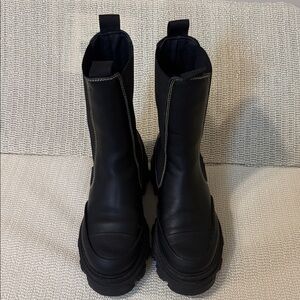 GANNI Mid-Calf Leather Chelsea Boots size 38